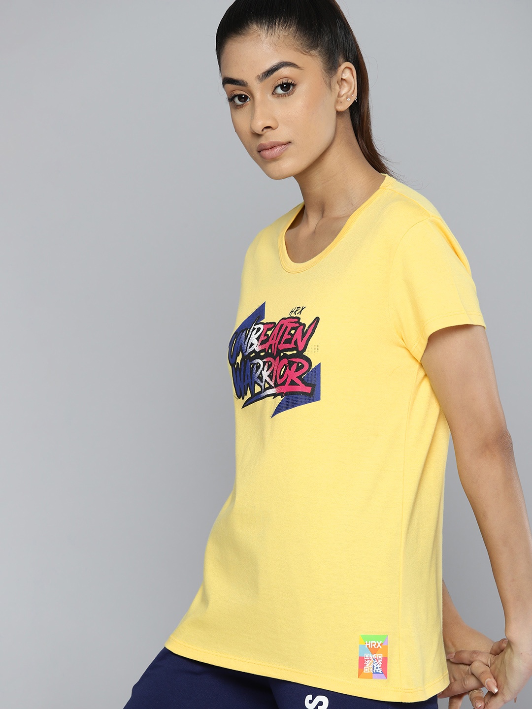 

HRX by Hrithik Roshan Typography Printed Pure Cotton T-shirt, Yellow