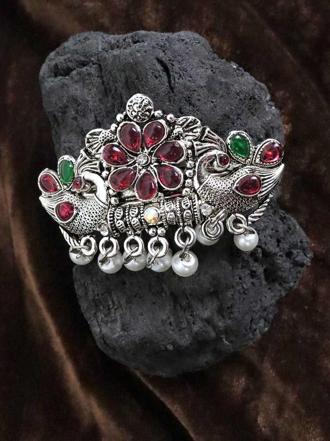 

VAGHBHATT Women Embellished French Barrette, Silver