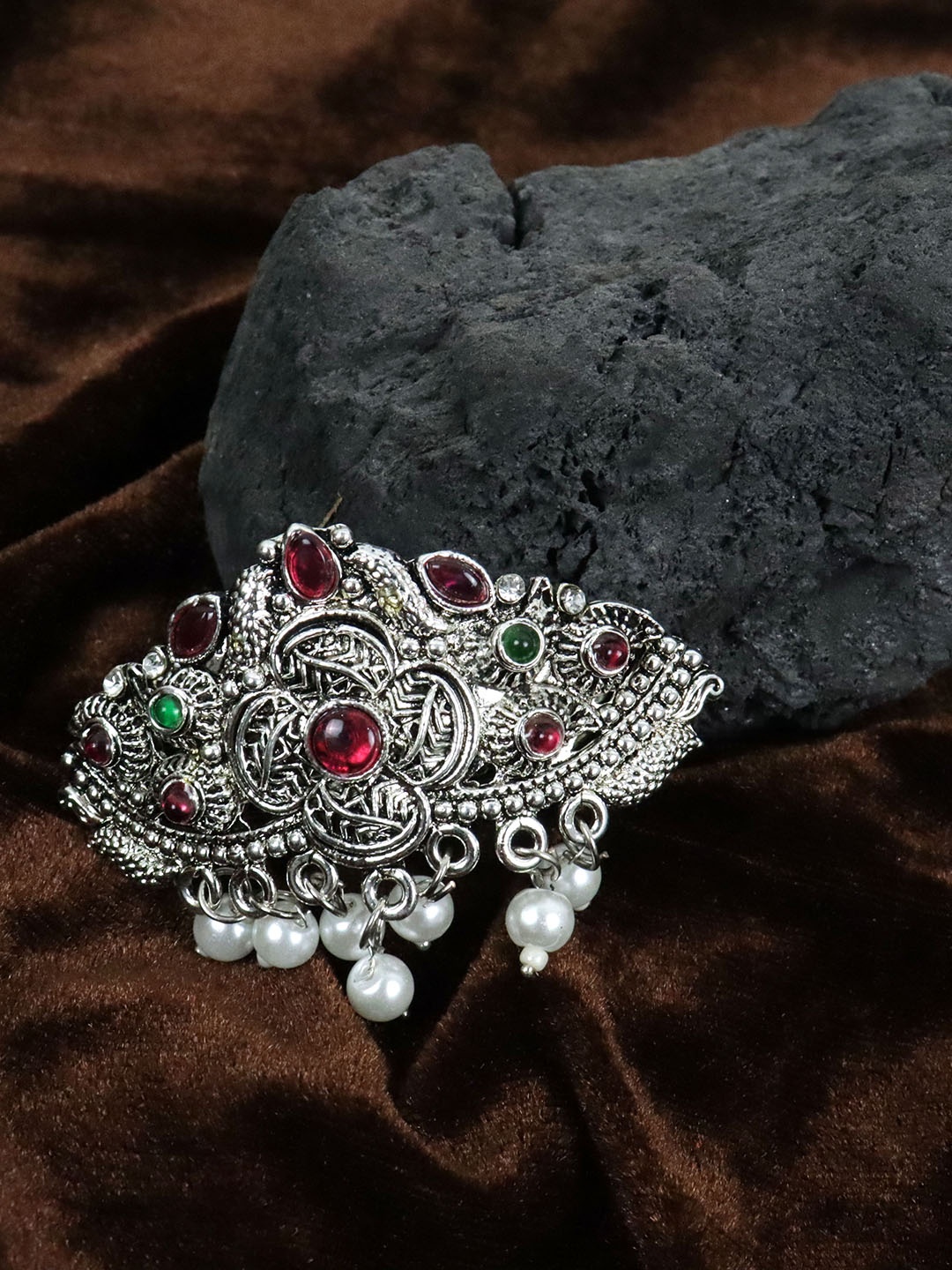 

VAGHBHATT Women Embellished French Barrette, Silver