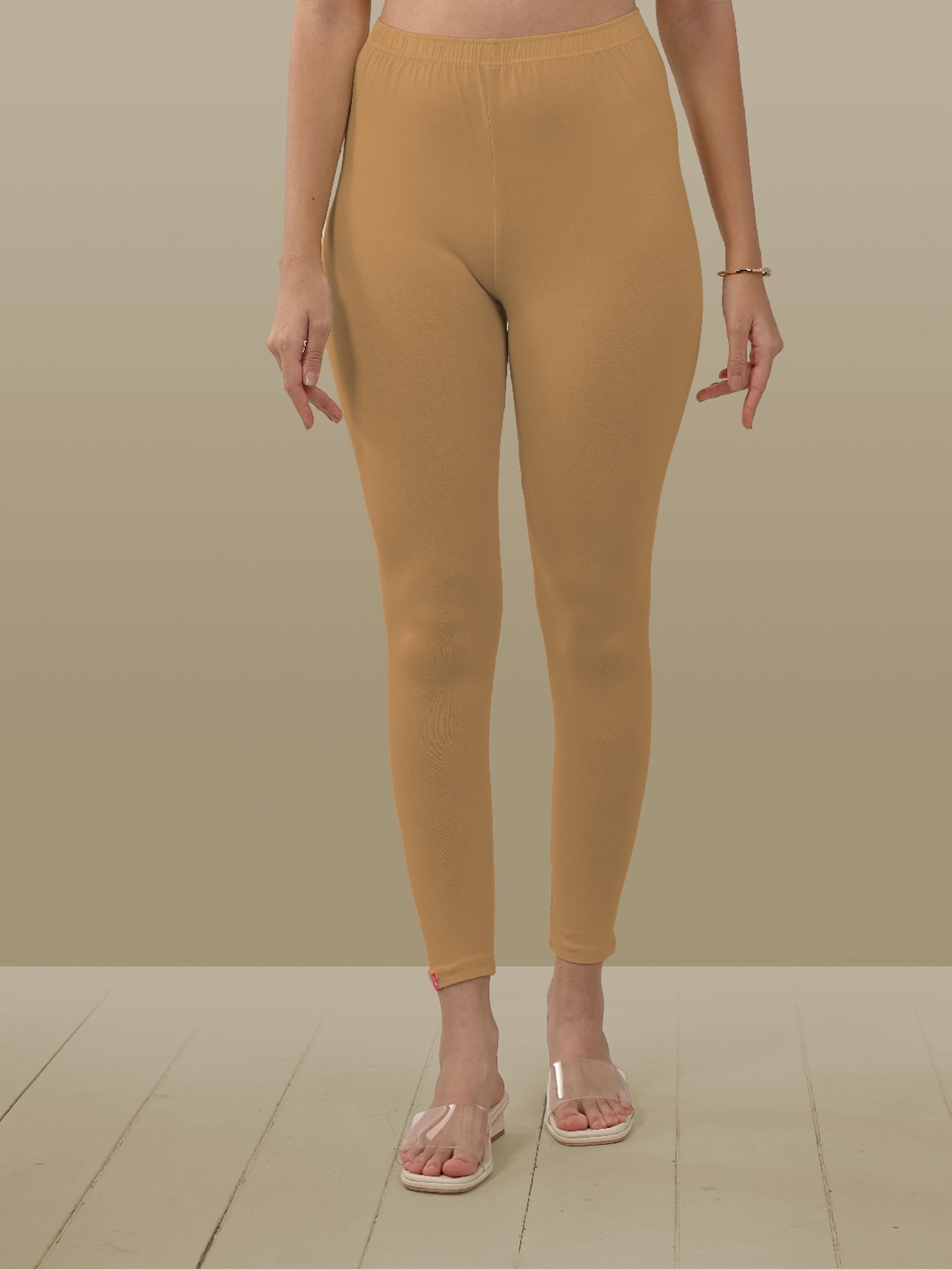 

LYRA Women 4-Way Stretch Ankle-Length Leggings, Beige