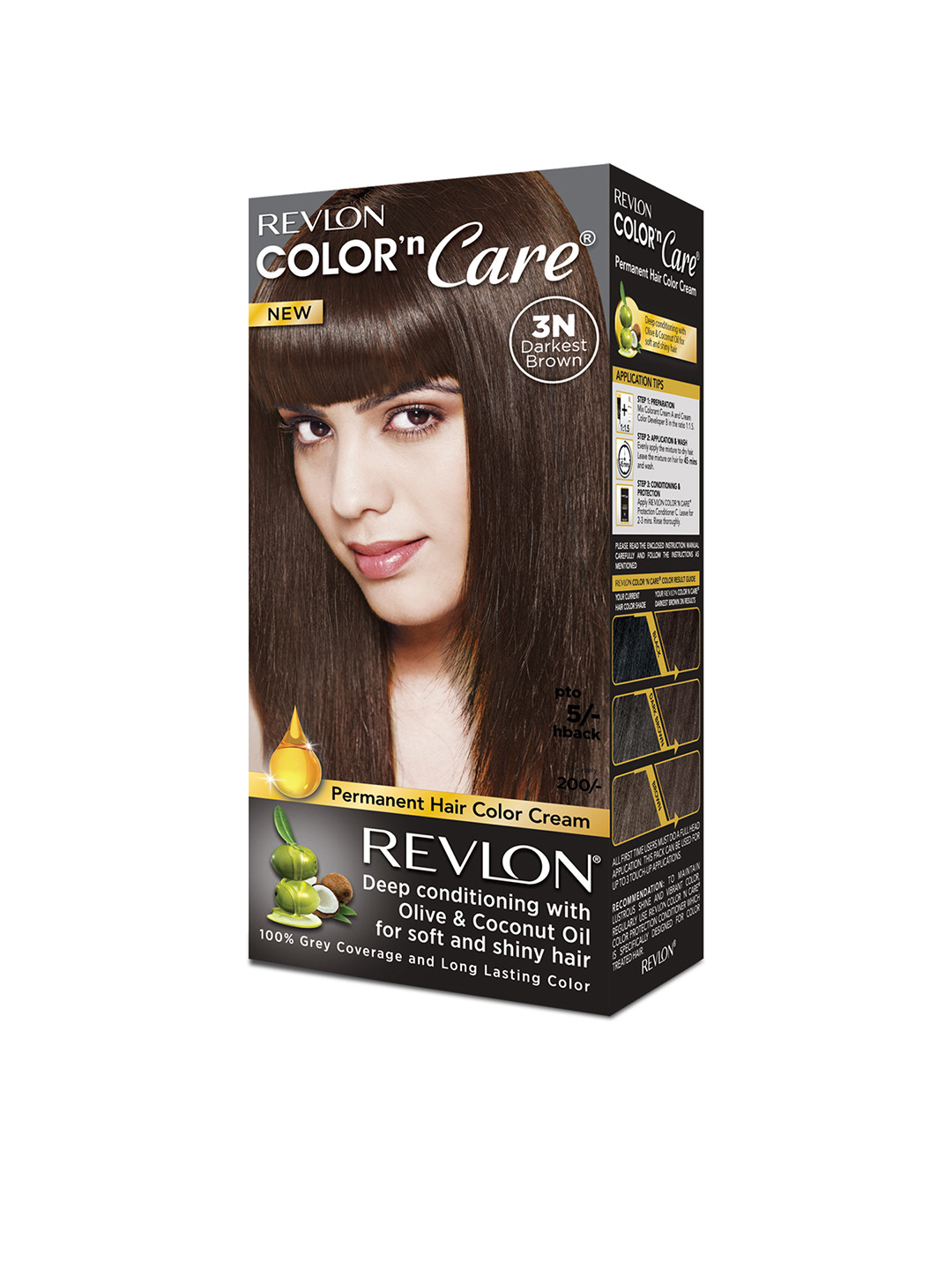 

Revlon Color N Care Permanent Hair Color Cream with Olive & Coconut Oil - Darkest Brown 3N