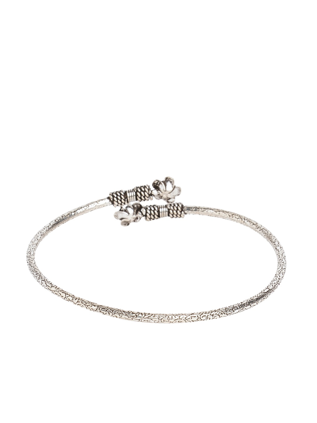 

ahilya 92.5 Sterling Silver Silver-Plated Dahlia Flower Kada Anklet