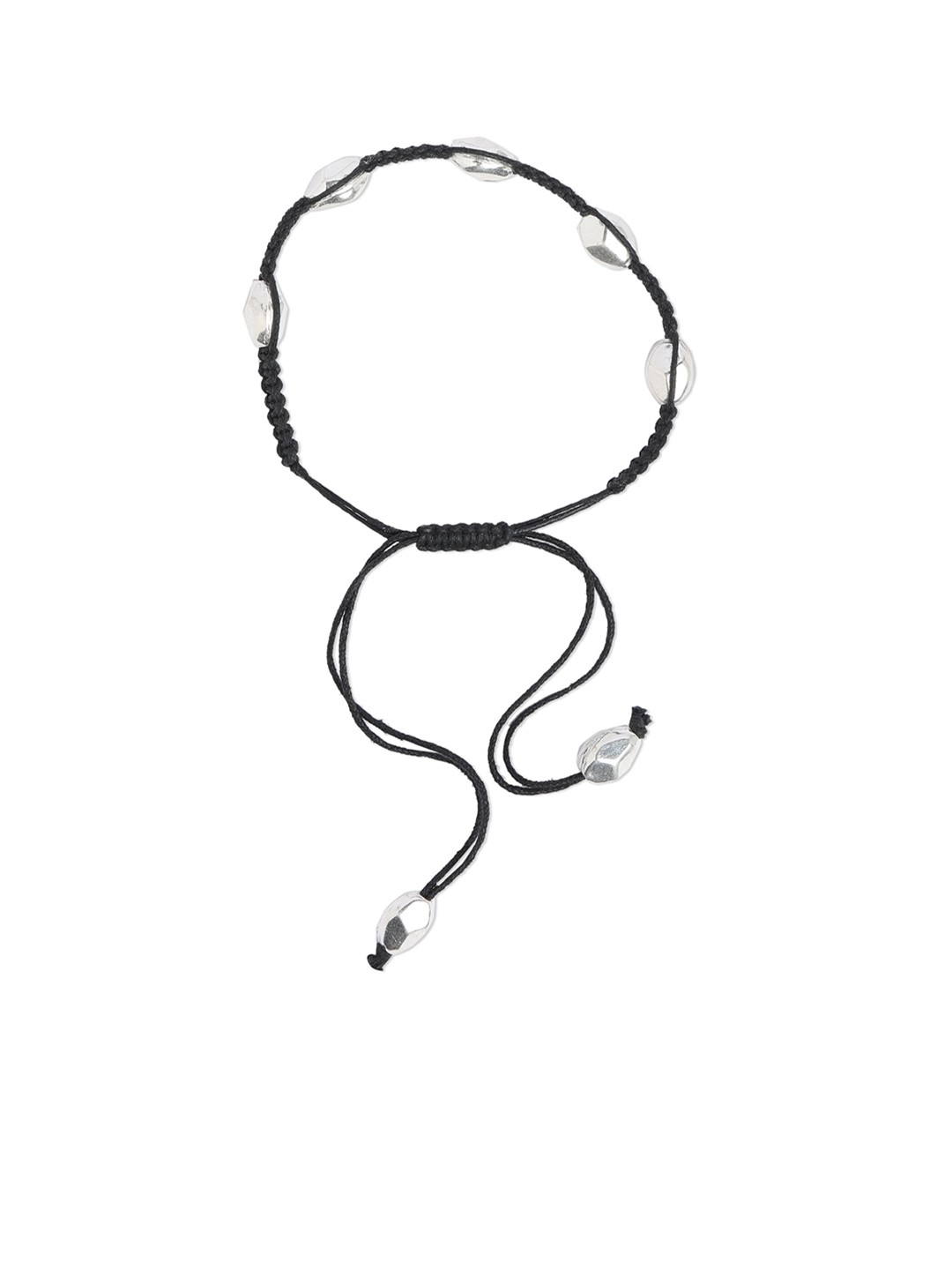 

ahilya 92.5 Sterling Silver Silver-Plated Thread & Beaded Anklet