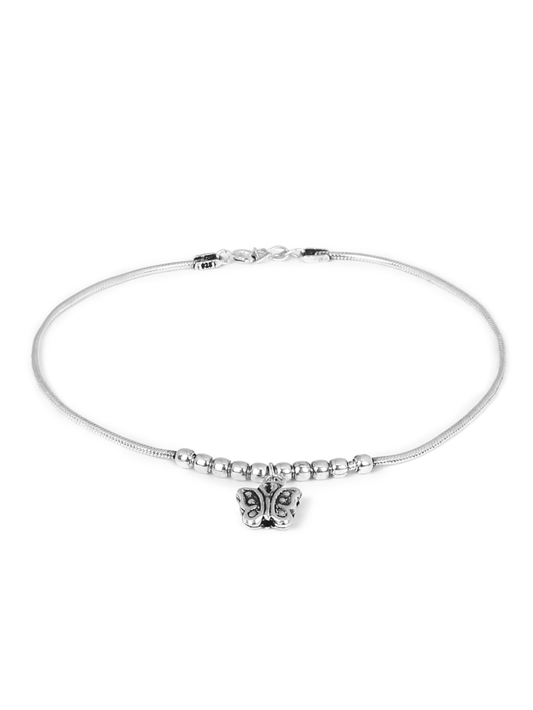 

ahilya 92.5 Sterling-Silver Silver-Plated Butterfly Shaped Anklet