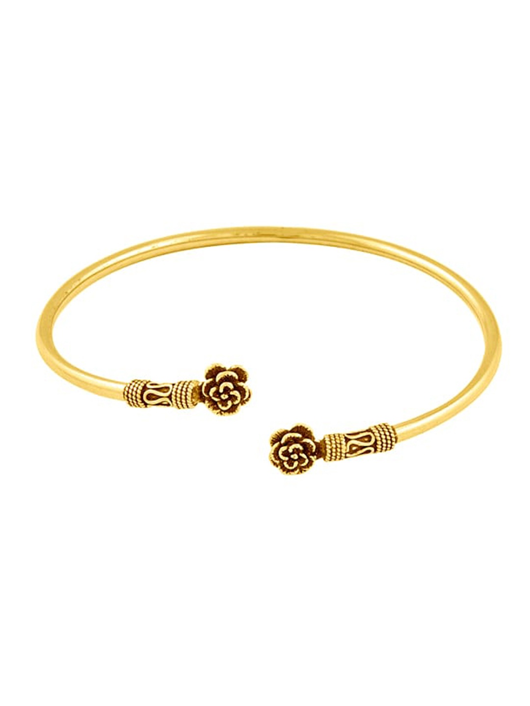 

ahilya 92.5 Sterling Silver Gold-Plated Pushpika Flower Kada Tribal Anklet