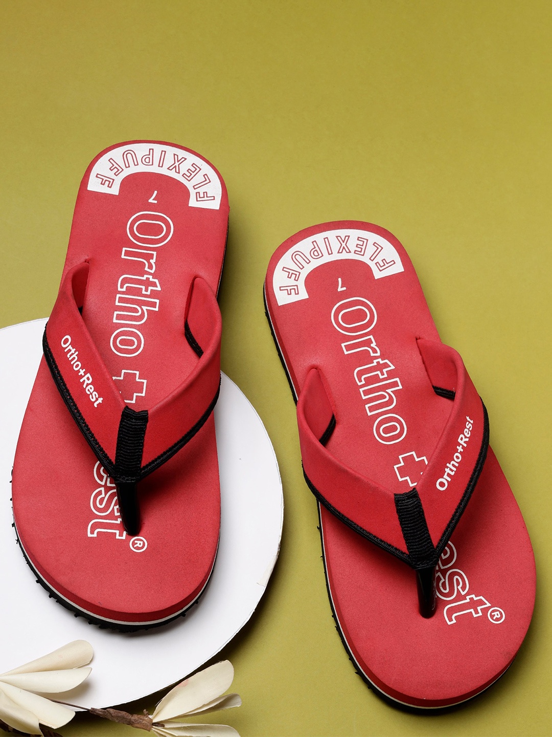 

Ortho Rest Men Printed Thong Flip-Flops, Red