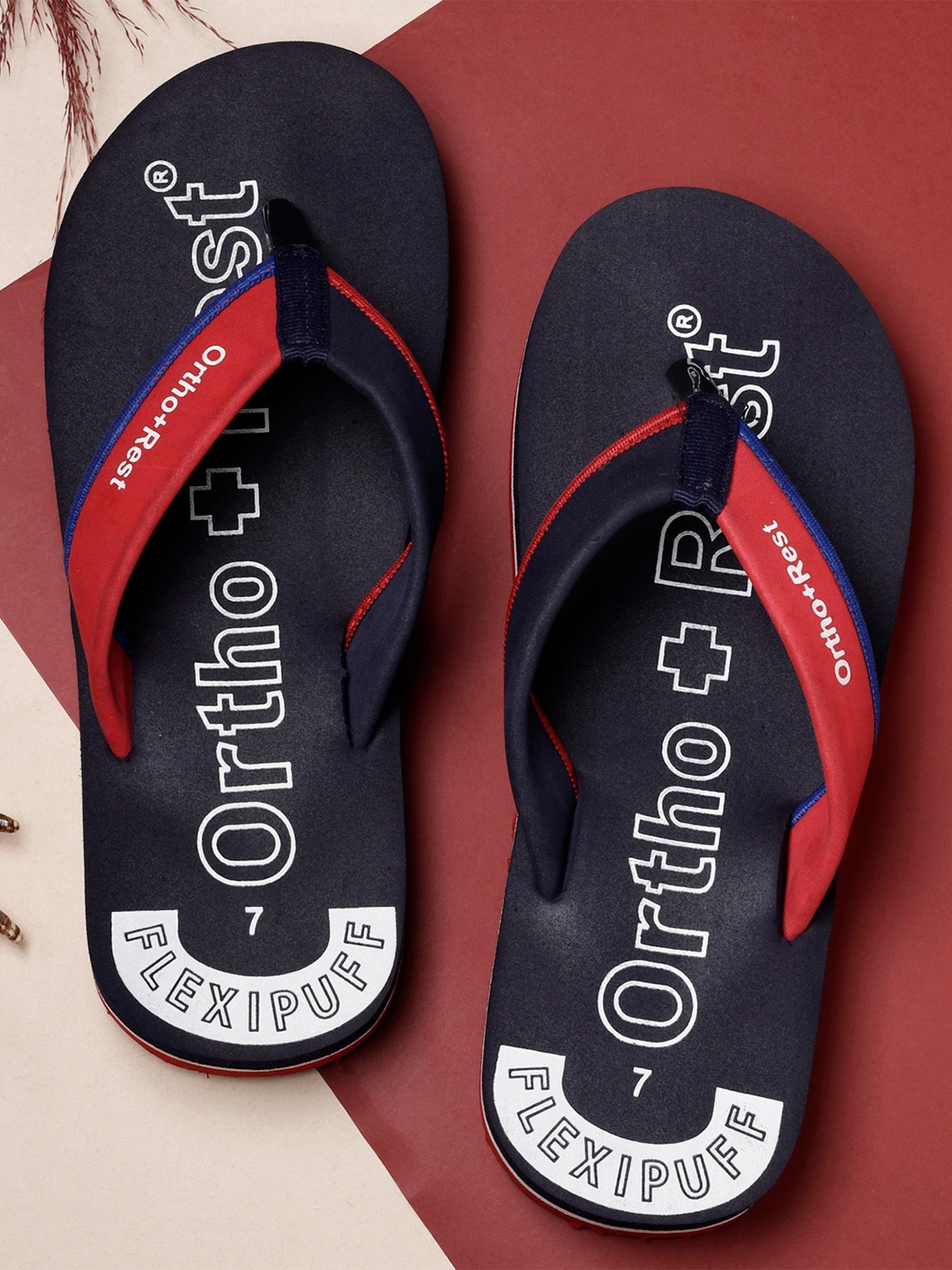 

Ortho Rest Men Printed Thong Flip-Flops, Navy blue