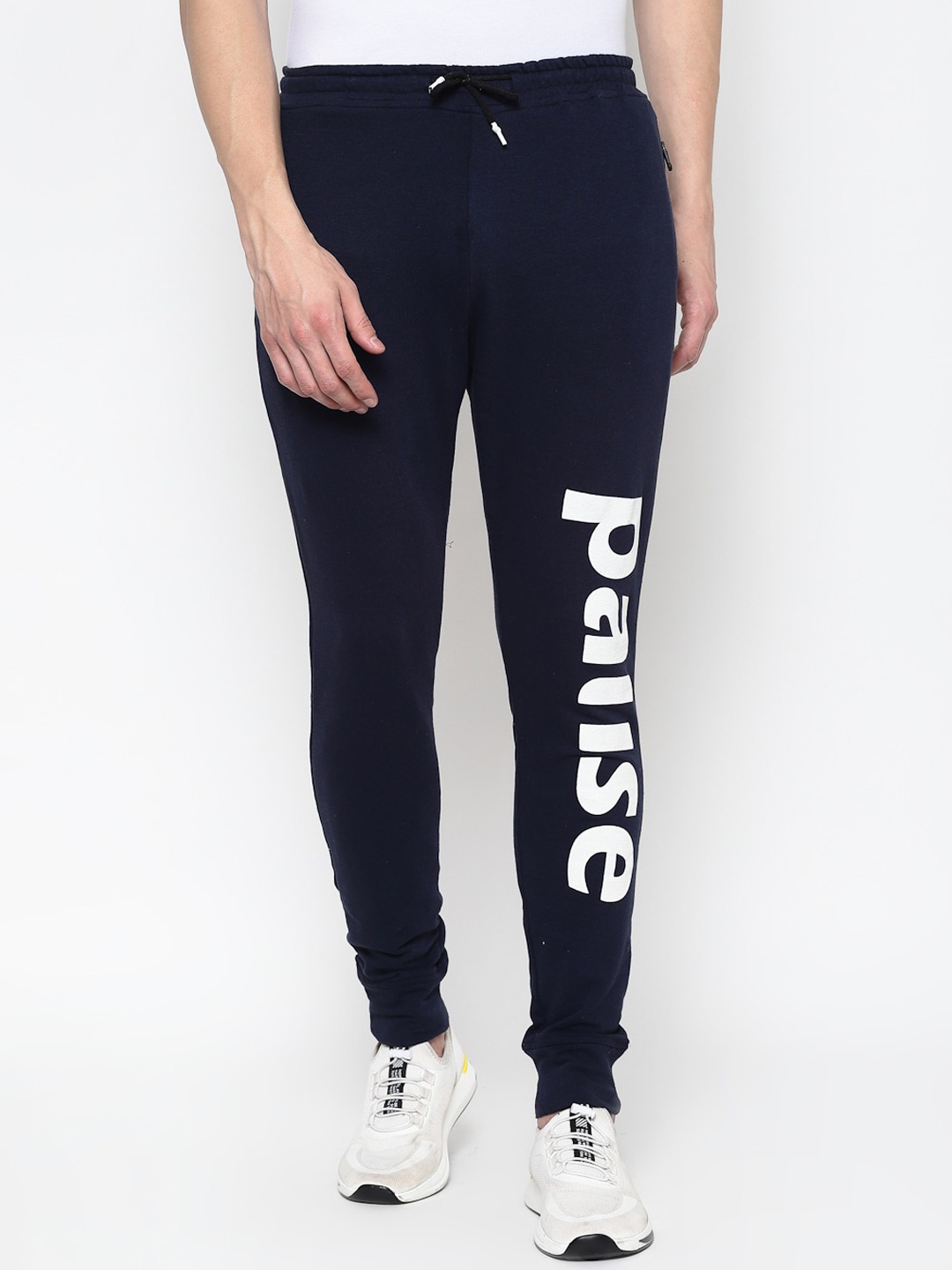

PAUSE SPORT Men Regular Fit Cotton Joggers, Navy blue