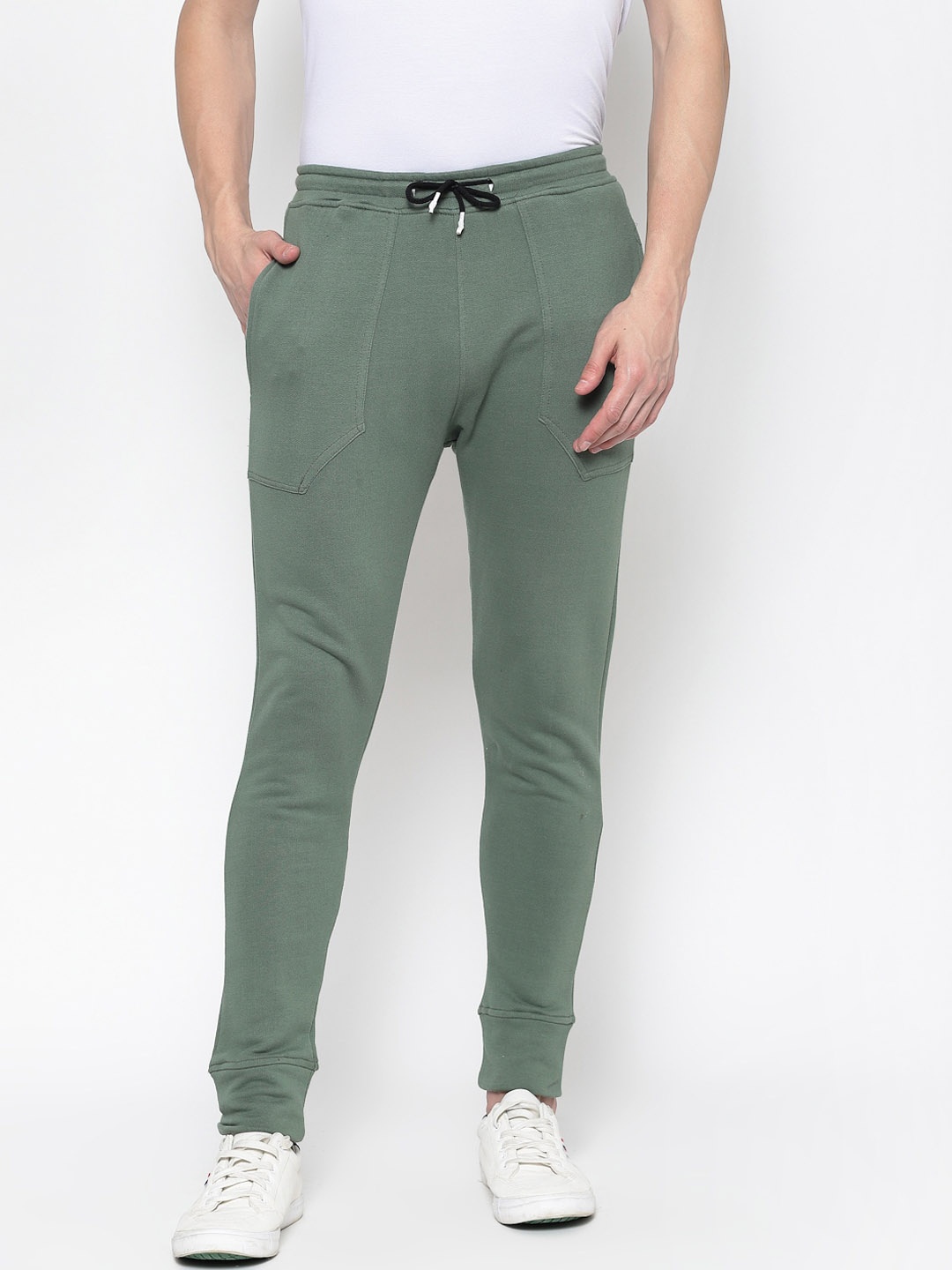 

PAUSE SPORT Men Mid-Rise Cotton Joggers, Olive