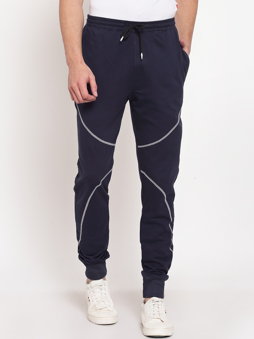 

PAUSE SPORT Men Mid-Rise Cotton Joggers, Blue