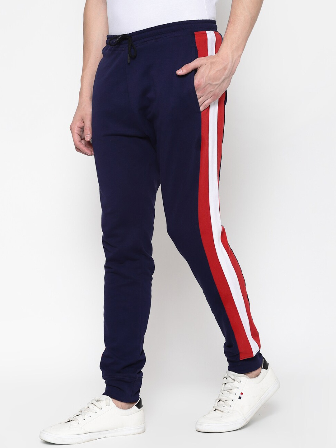 

PAUSE SPORT Men Cotton Regular Fit Mid-Rise Joggers, Navy blue