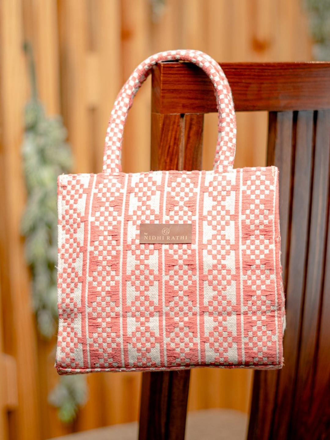 

NR By Nidhi Rathi Ethnic Self Design Oversized Shopper Tote Bag, Peach