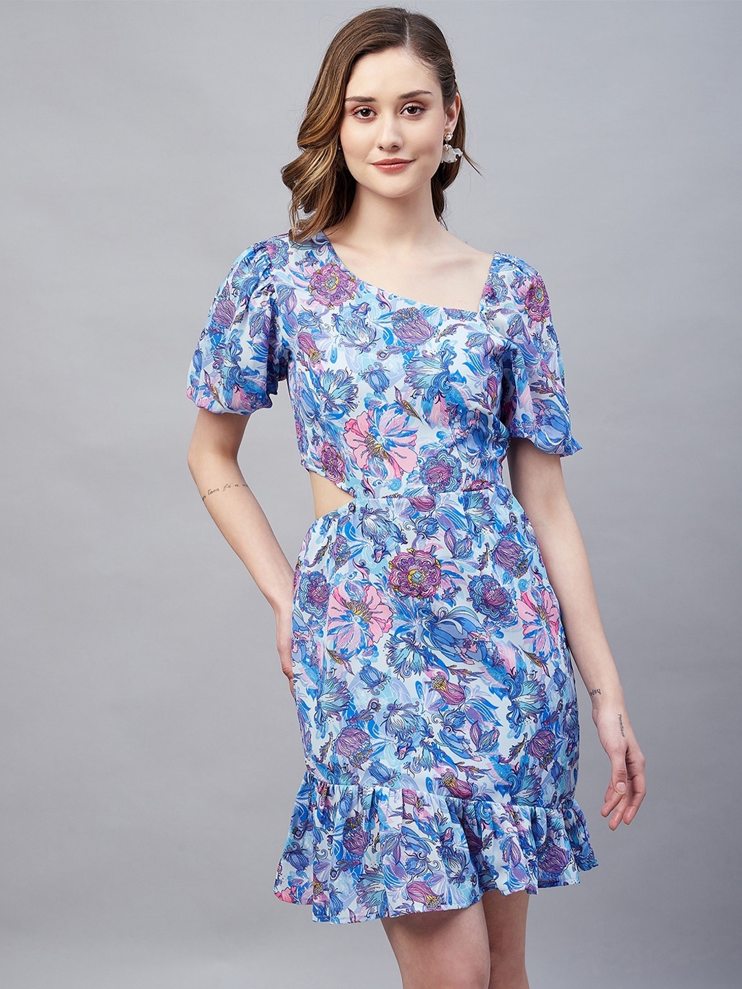 

RARE Floral Georgette Sheath Dress, Blue