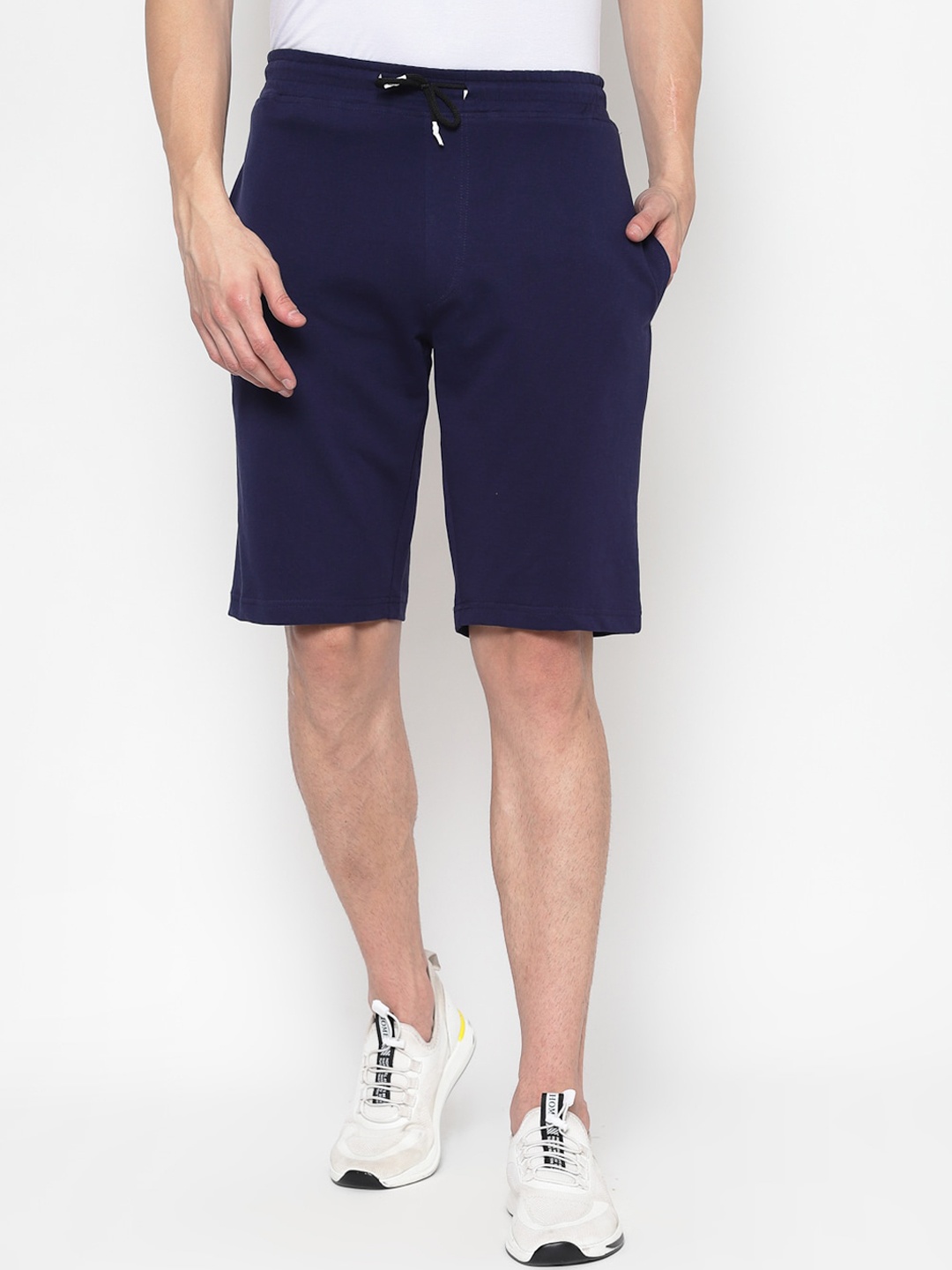 

PAUSE SPORT Men Mid-Rise Cotton Sports Shorts, Navy blue