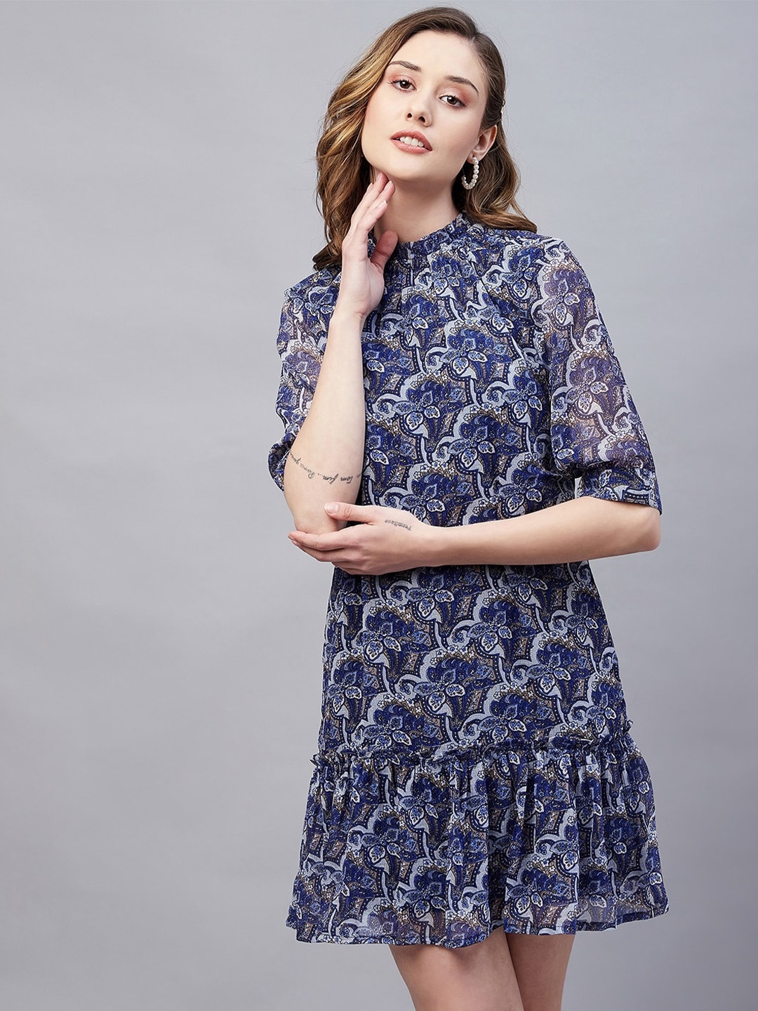 

Marie Claire Floral Georgette A-Line Dress, Blue