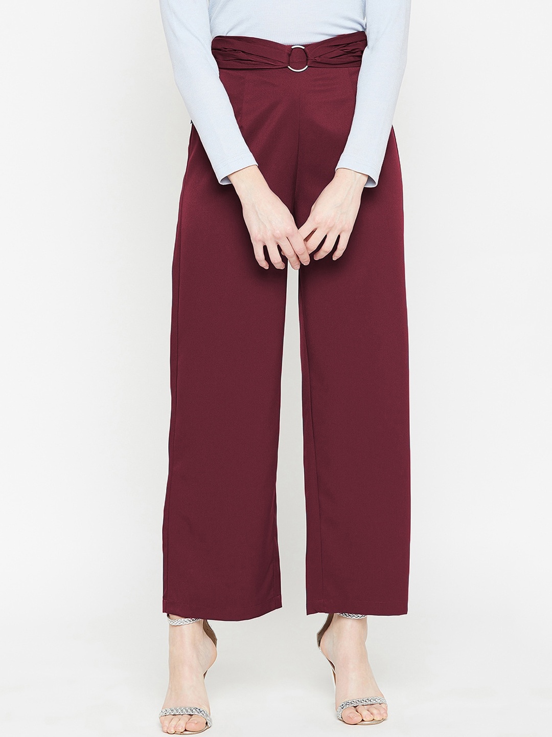 

Marie Claire Women High-Rise Parallel Trousers, Maroon