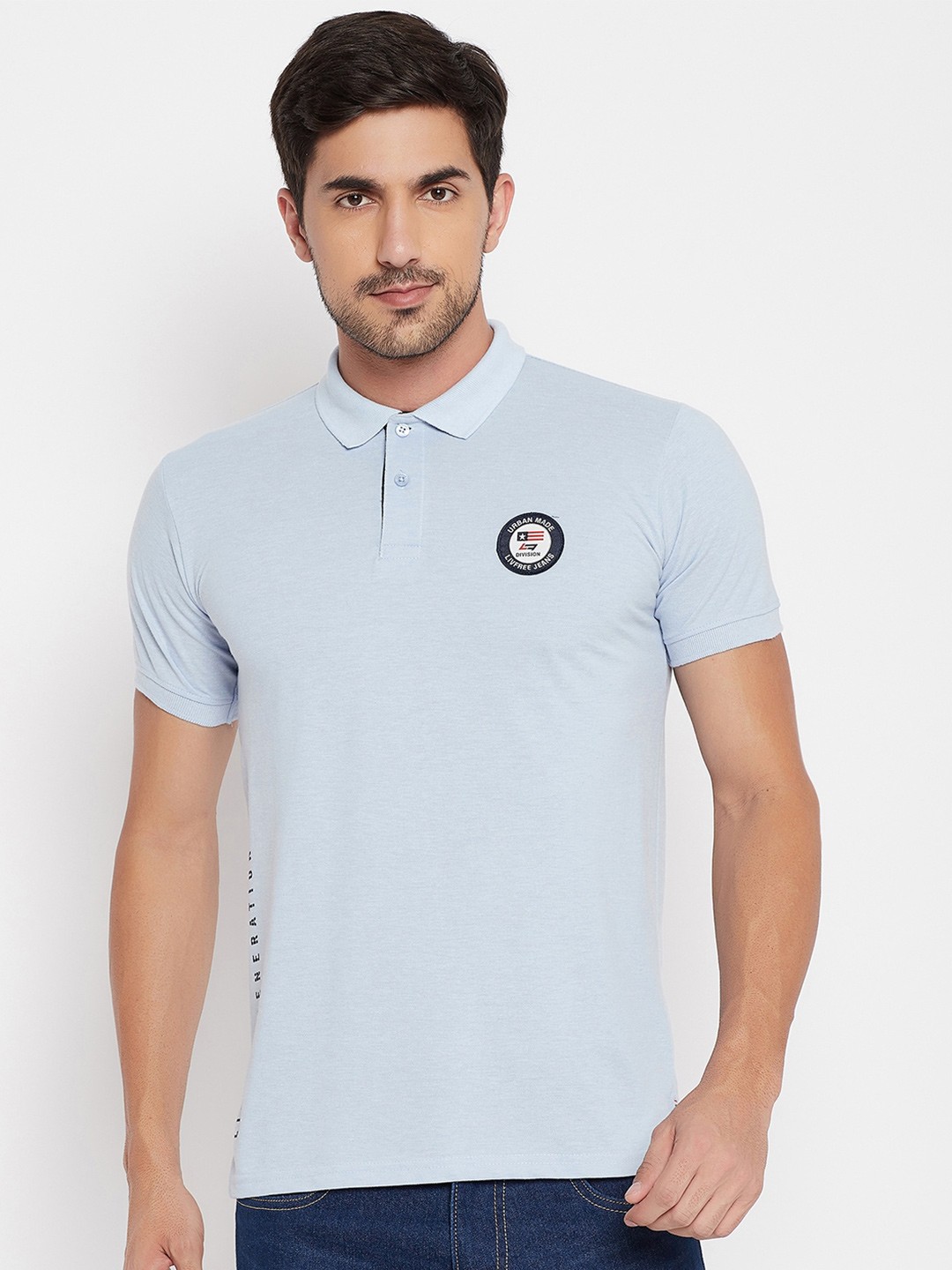 

NEVA Blue Polo Collar Short Sleeve T-shirt