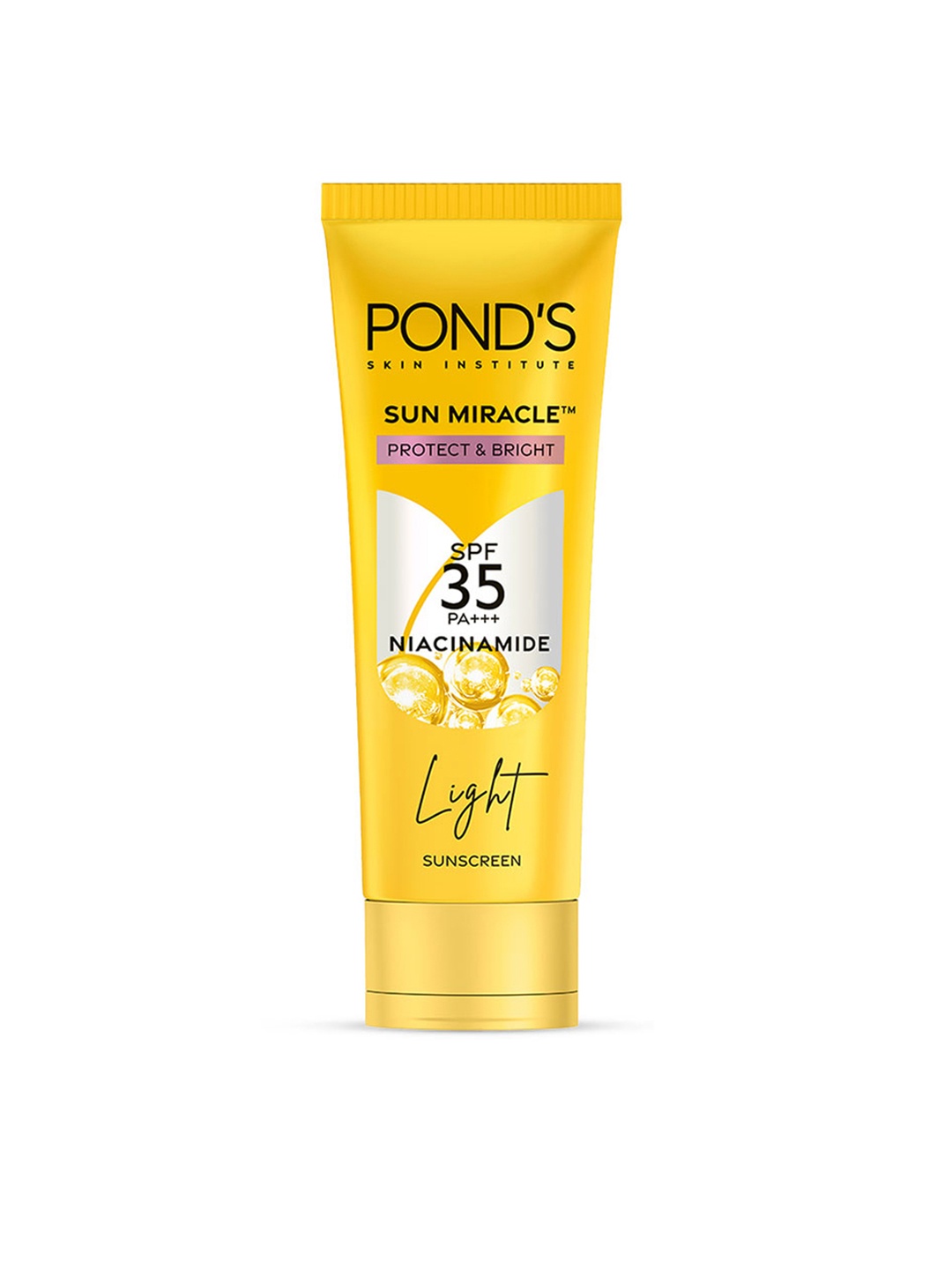 

Ponds Sun Miracle SPF 35 PA+++ Protect & Bright Light Sunscreen with Niacinamide - 50g, Yellow