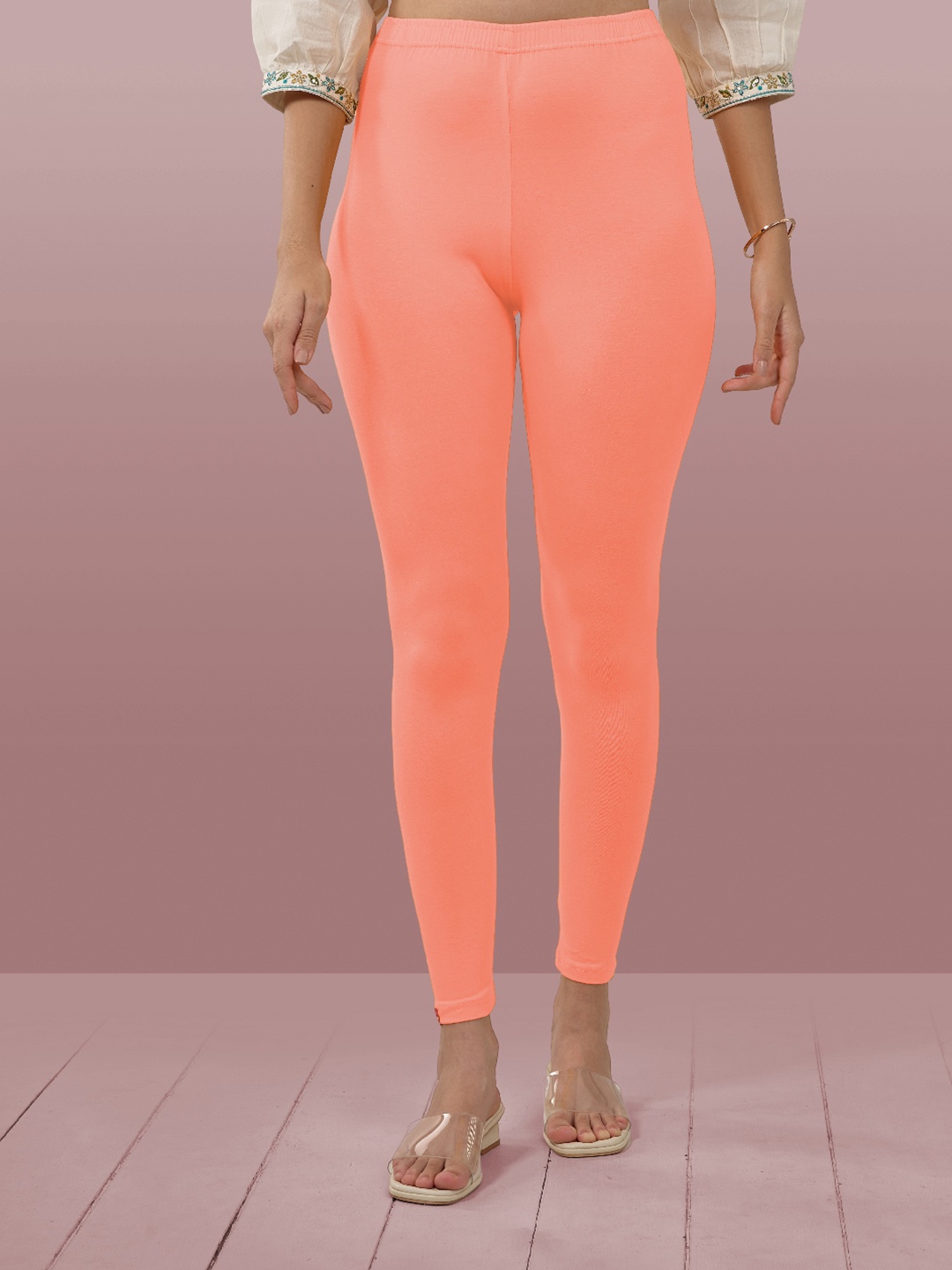 

LYRA Women 4-Way Stretch Ankle-Length Leggings, Peach