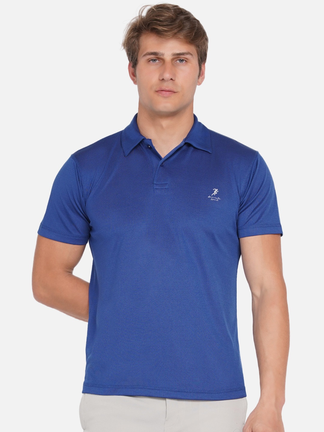 

ARMISTO Polo Collar Antimicrobial Running T-shirt, Blue