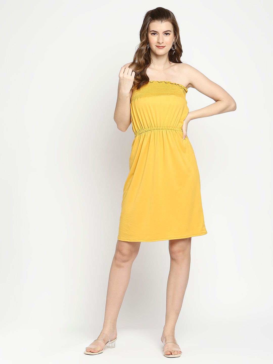 

Autumn Hues Strapless A-Line Tube Dress, Yellow