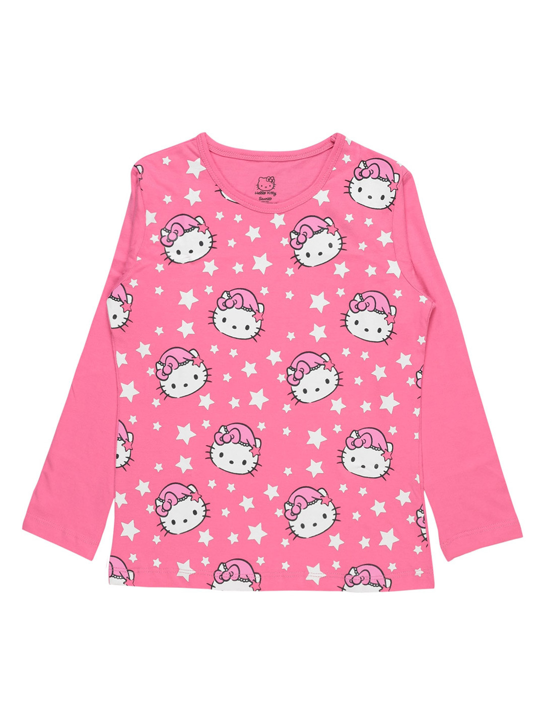 

PROTEENS Girls Hello Kitty Printed Long Sleeve Cotton T-shirt, Pink
