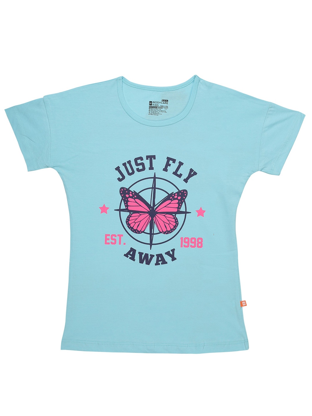 

PROTEENS Girls Typography Printed Drop Shoulder Sleeves Cotton T-shirt, Blue
