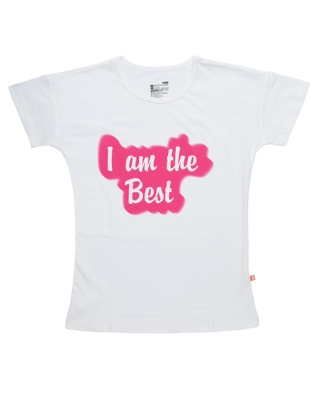 

PROTEENS Girls Typography Printed Drop Shoulder Sleeves Cotton T-shirt, White