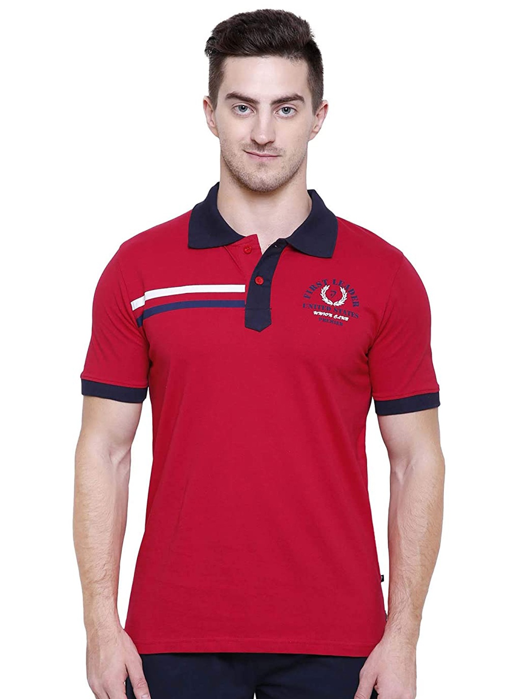 

PROTEENS Men Red Polo Collar T-shirt