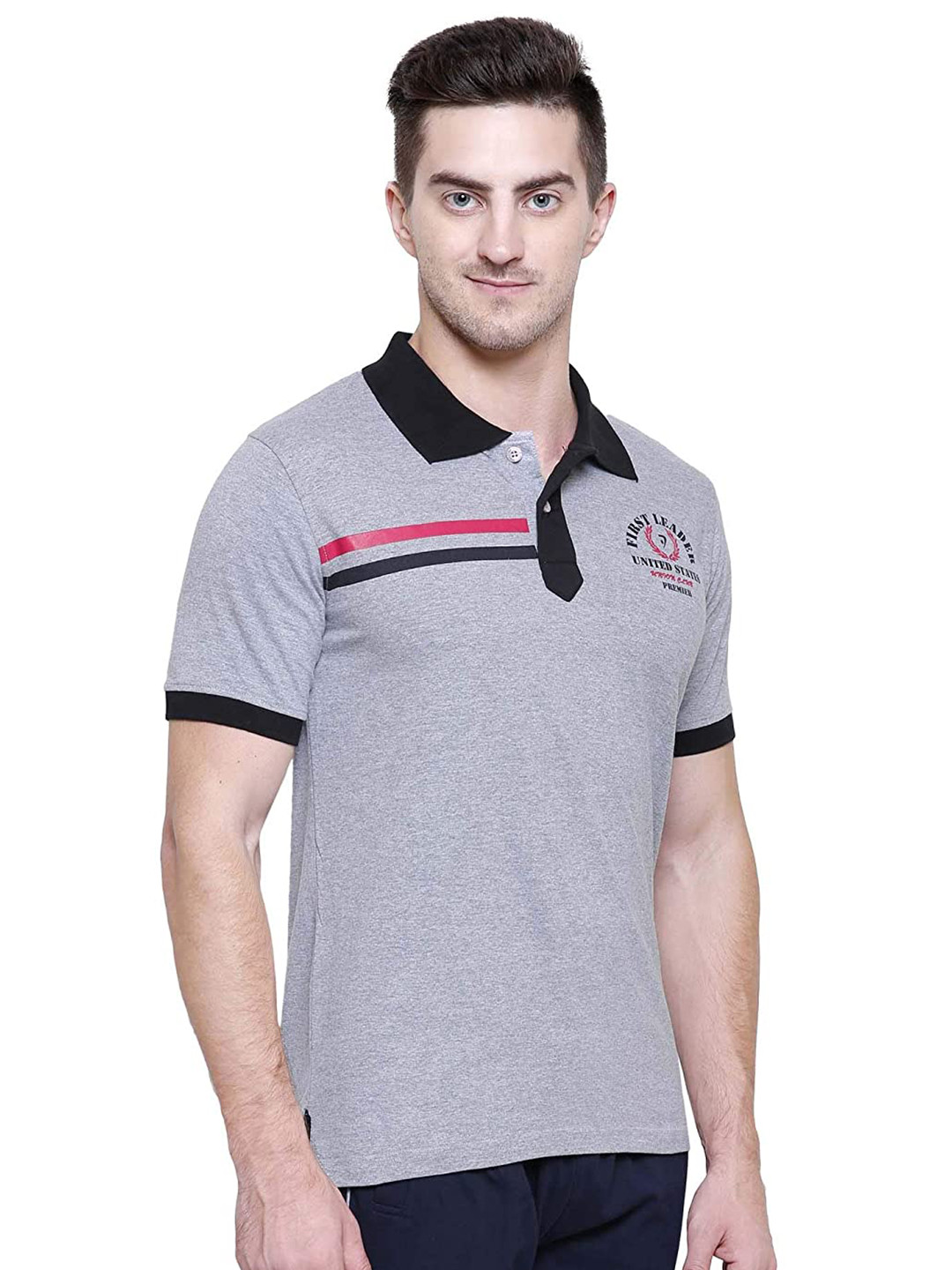 

PROTEENS Polo Collar Cotton T-shirt, Grey