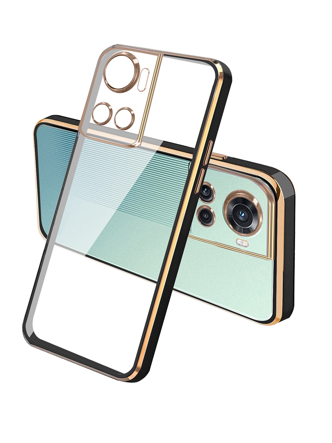 

Karwan Blue Transparent Mobile Back Cover For OnePlus 10R, Black