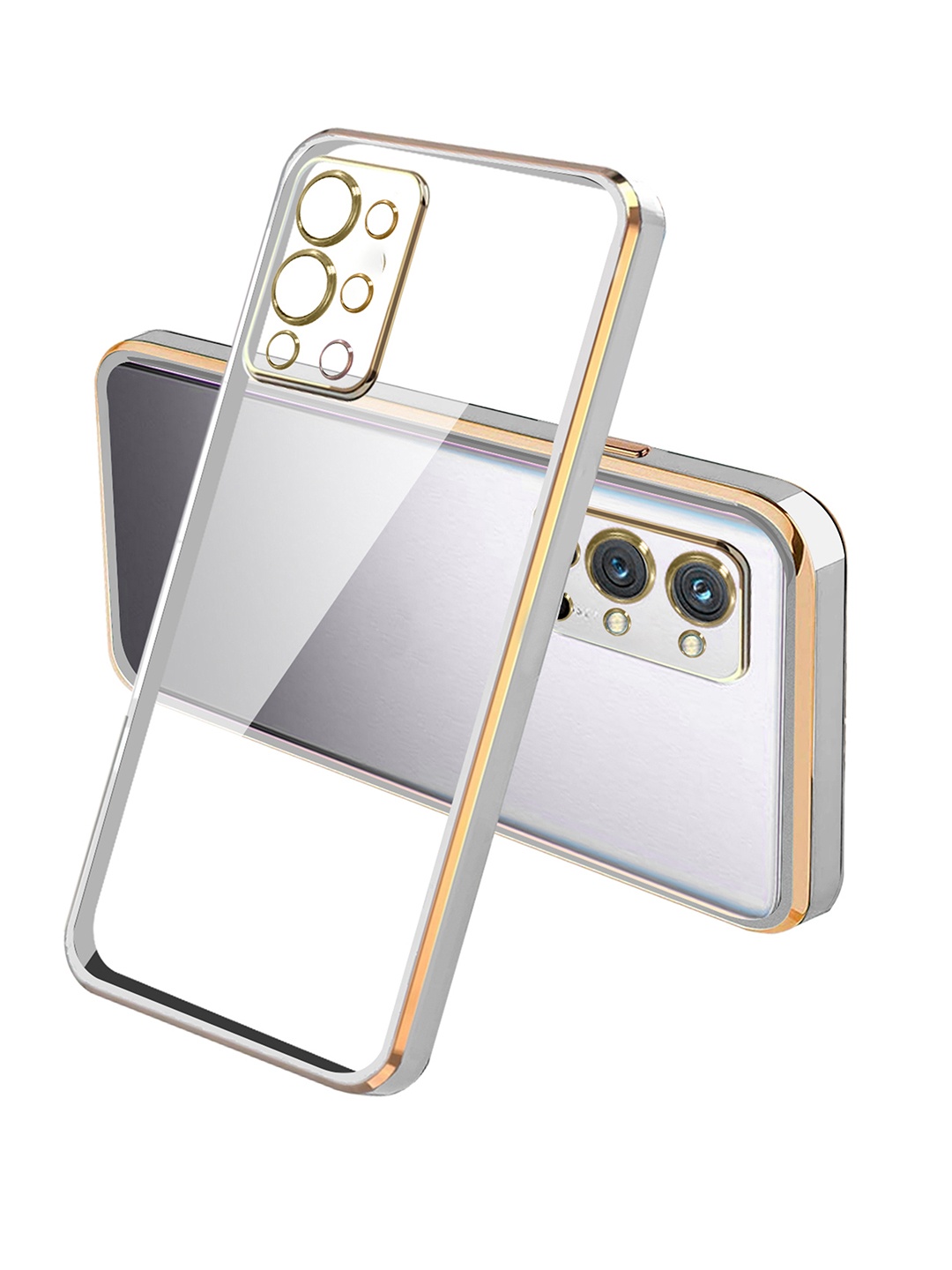 

Karwan OnePlus 9R Phone Square-Platting Chrome Back Case, White