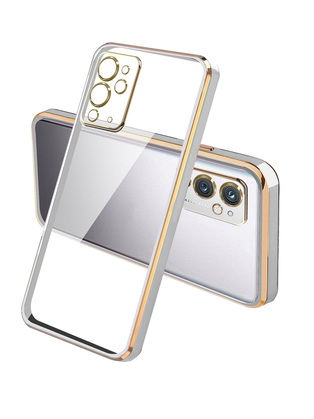 

Karwan OnePlus 9RT Phone Square-Platting Chrome Back Case, White