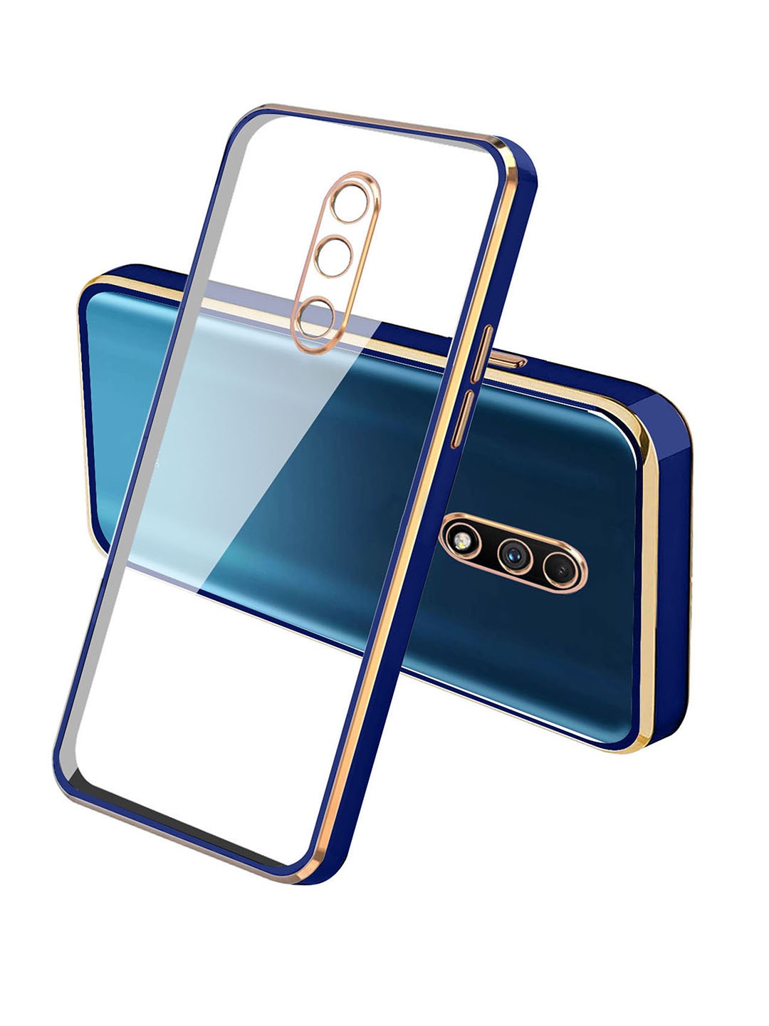 

Karwan OnePlus 6T Phone Square-Platting Chrome Back Case, Blue