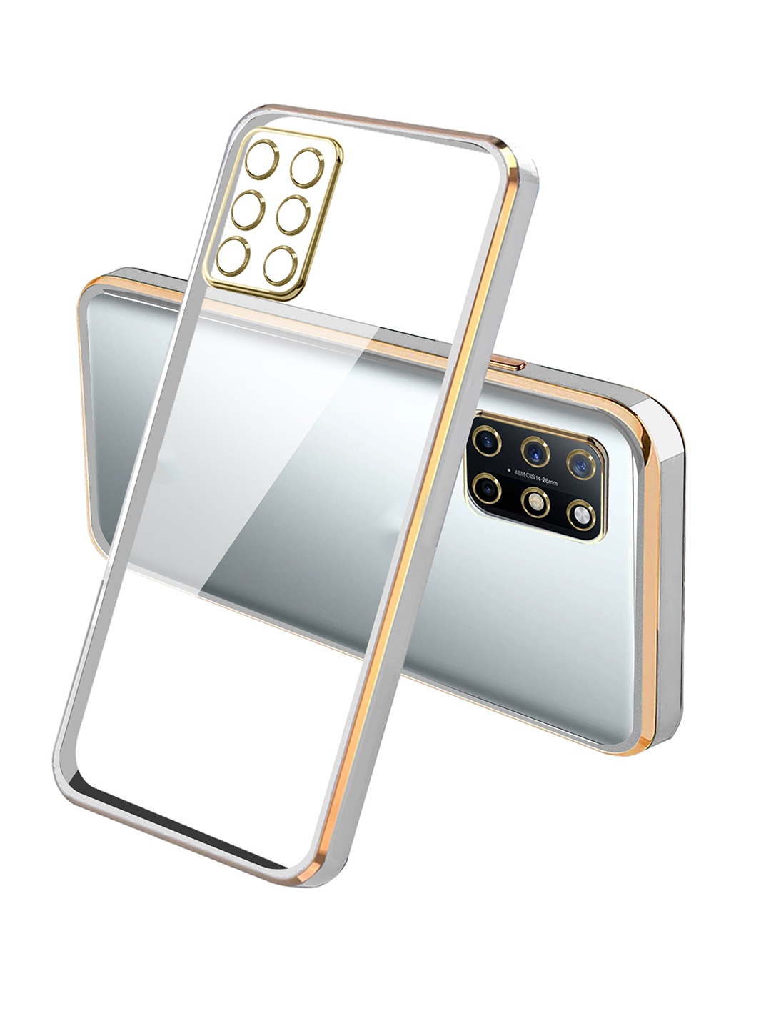 

Karwan OnePlus 8T Phone Square-Platting Chrome Back Case, White