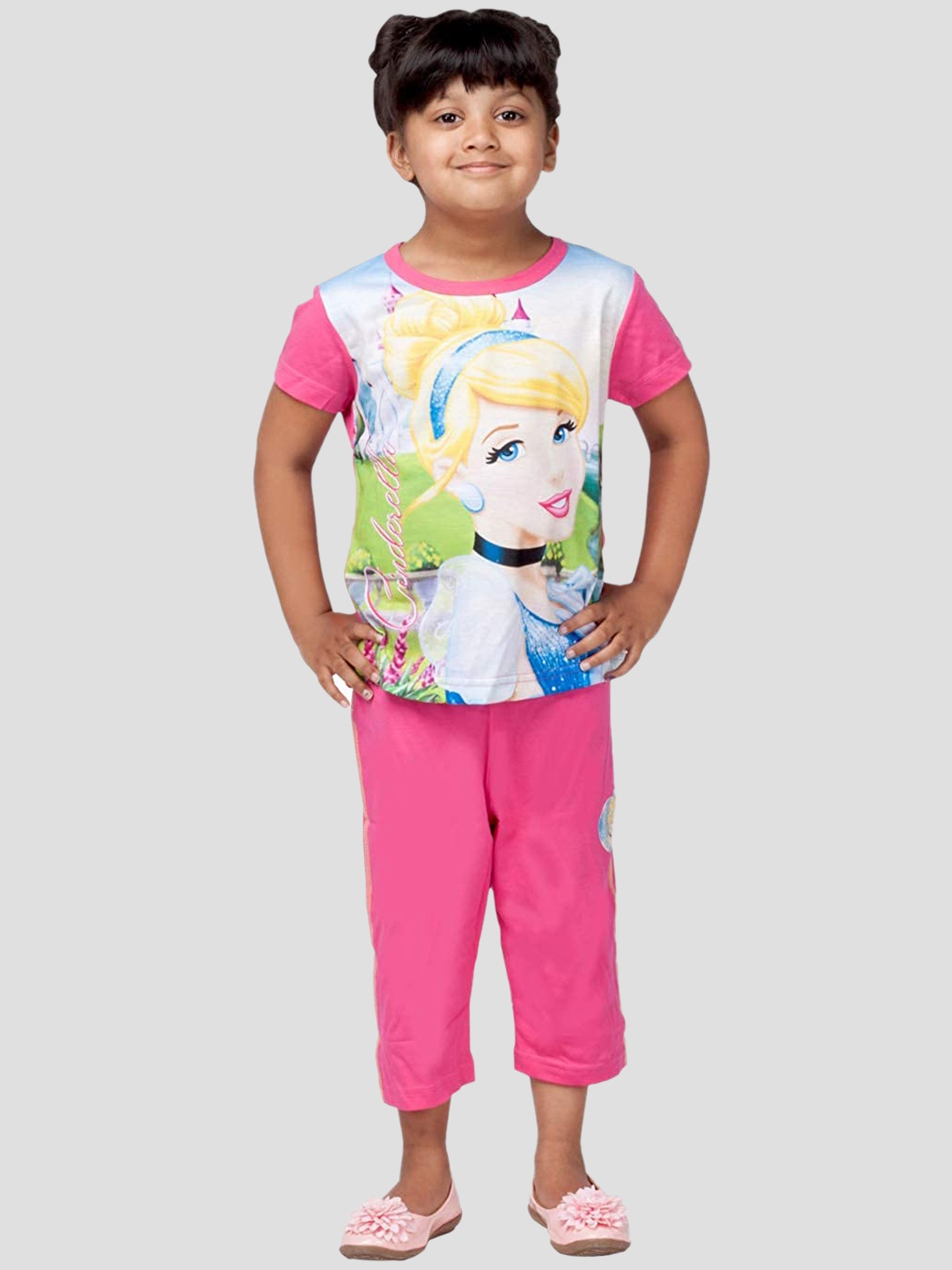 

PROTEENS Girls Cinderella Printed Night Suit, Fuchsia