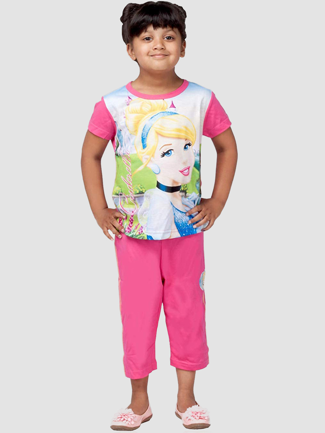 

PROTEENS Girls Cinderella Graphic Printed Night Suit, Fuchsia