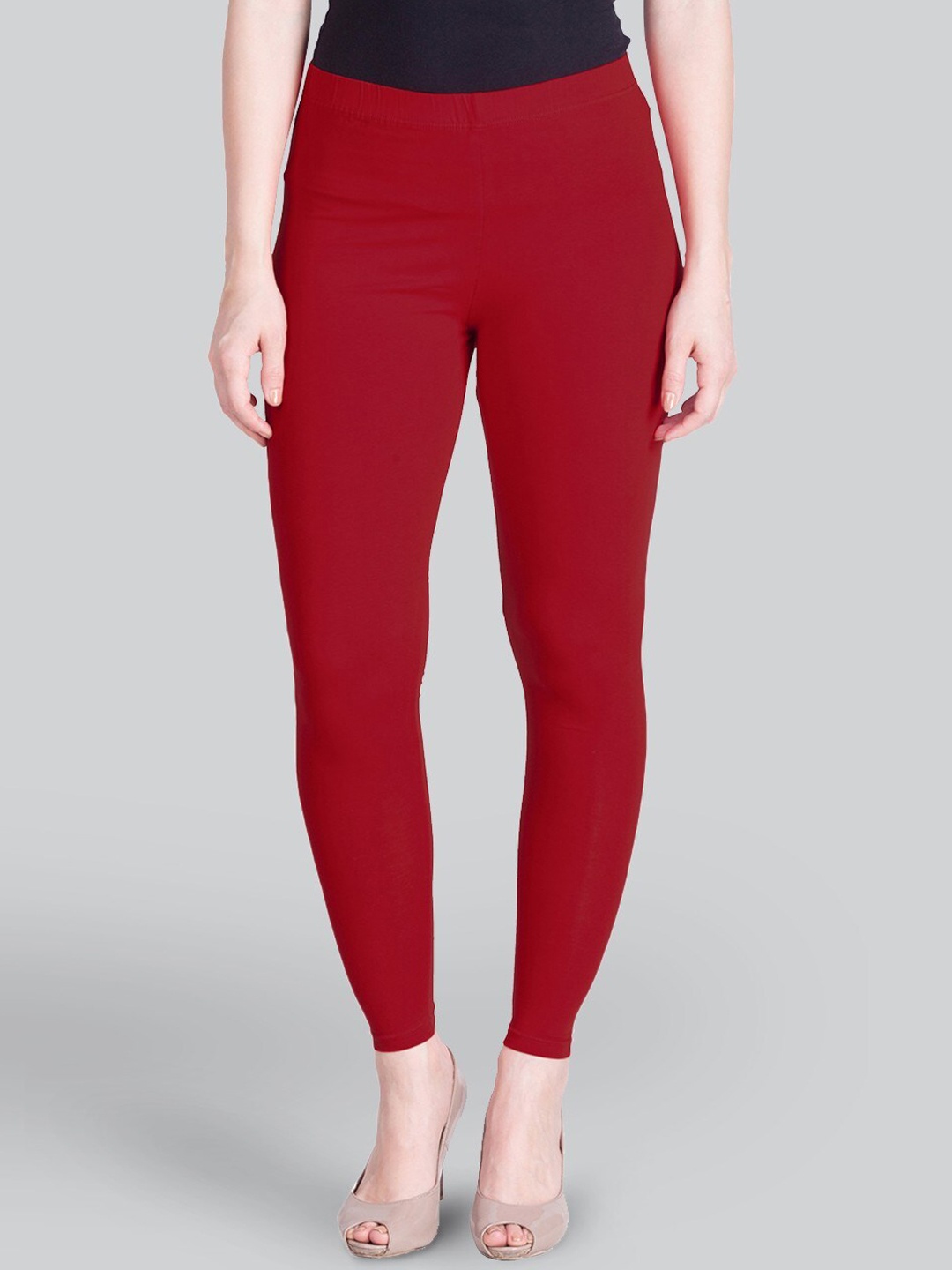 

LYRA Cotton Ankle-Length Leggings, Red
