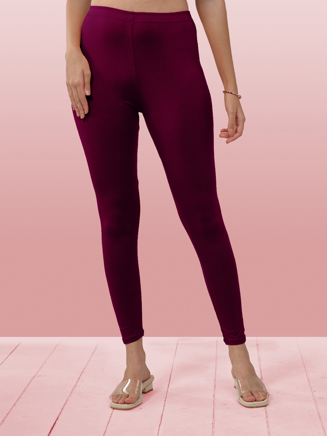 

LYRA Women 4-Way Stretch Ankle-Length Leggings, Maroon