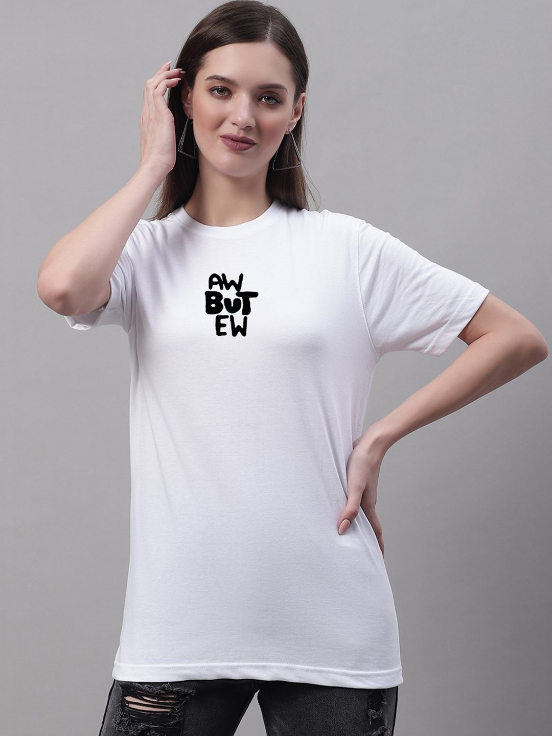 

Miaz Lifestyle Typography Printed Pure cotton T-shirt, White