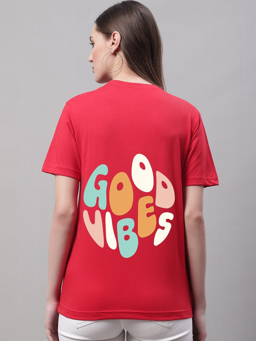 

Miaz Lifestyle Typography Printed Pure cotton T-shirt, Red