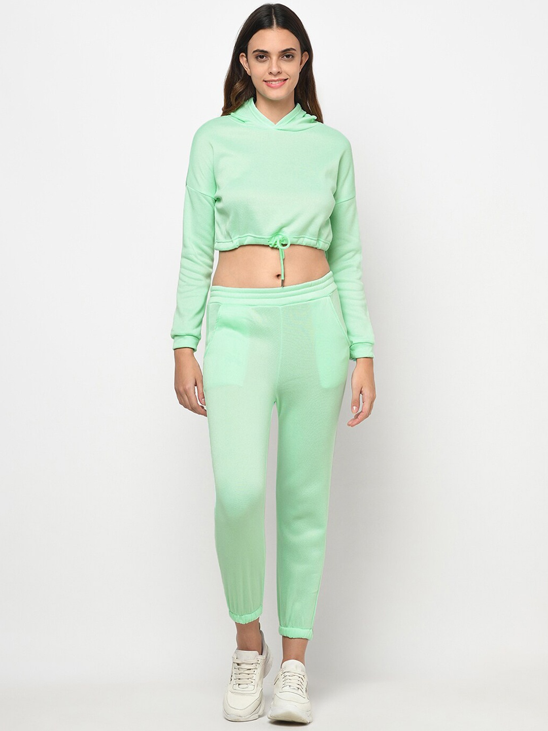 

iki chic Hooded Crop Sweatshirt & Joggers Co-Ords Set, Green