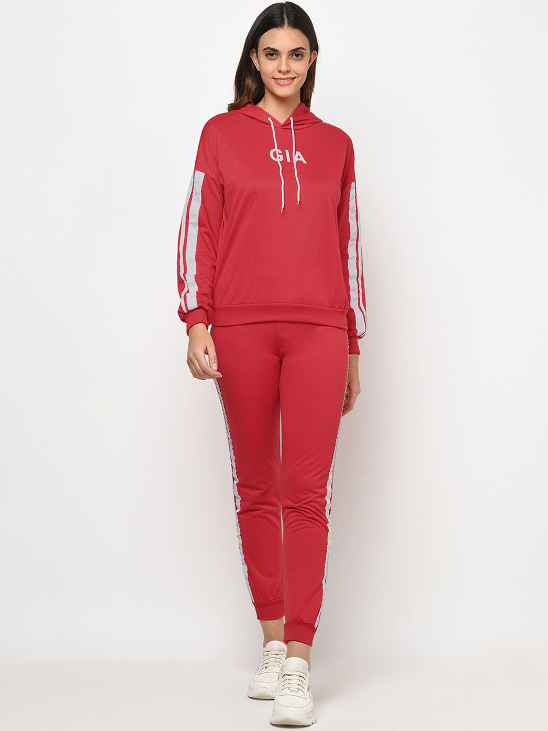 

iki chic Printed Hooded Sweatshirt & Jogger Co-Ords Set, Red