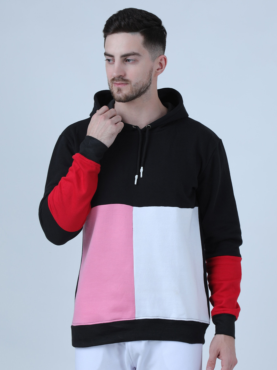 

PAUSE SPORT Colourblocked Hooded Fleece Sweatshirt, Black
