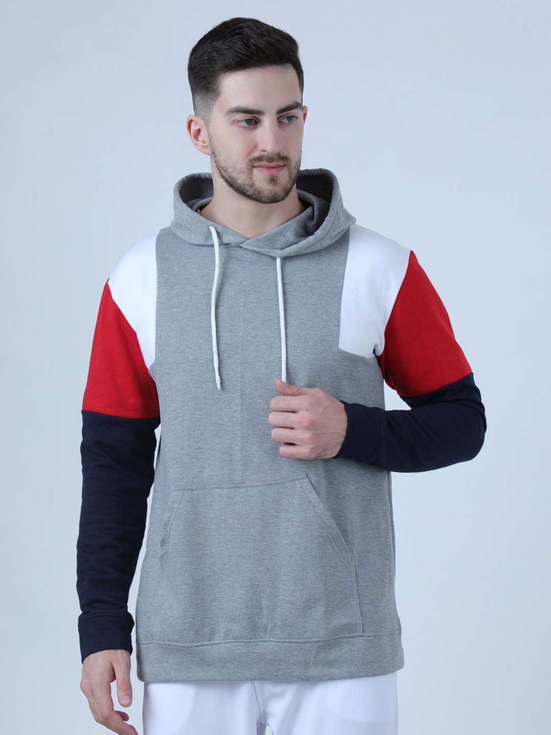 

PAUSE SPORT Colourblocked Hooded Fleece Sweatshirt, Grey