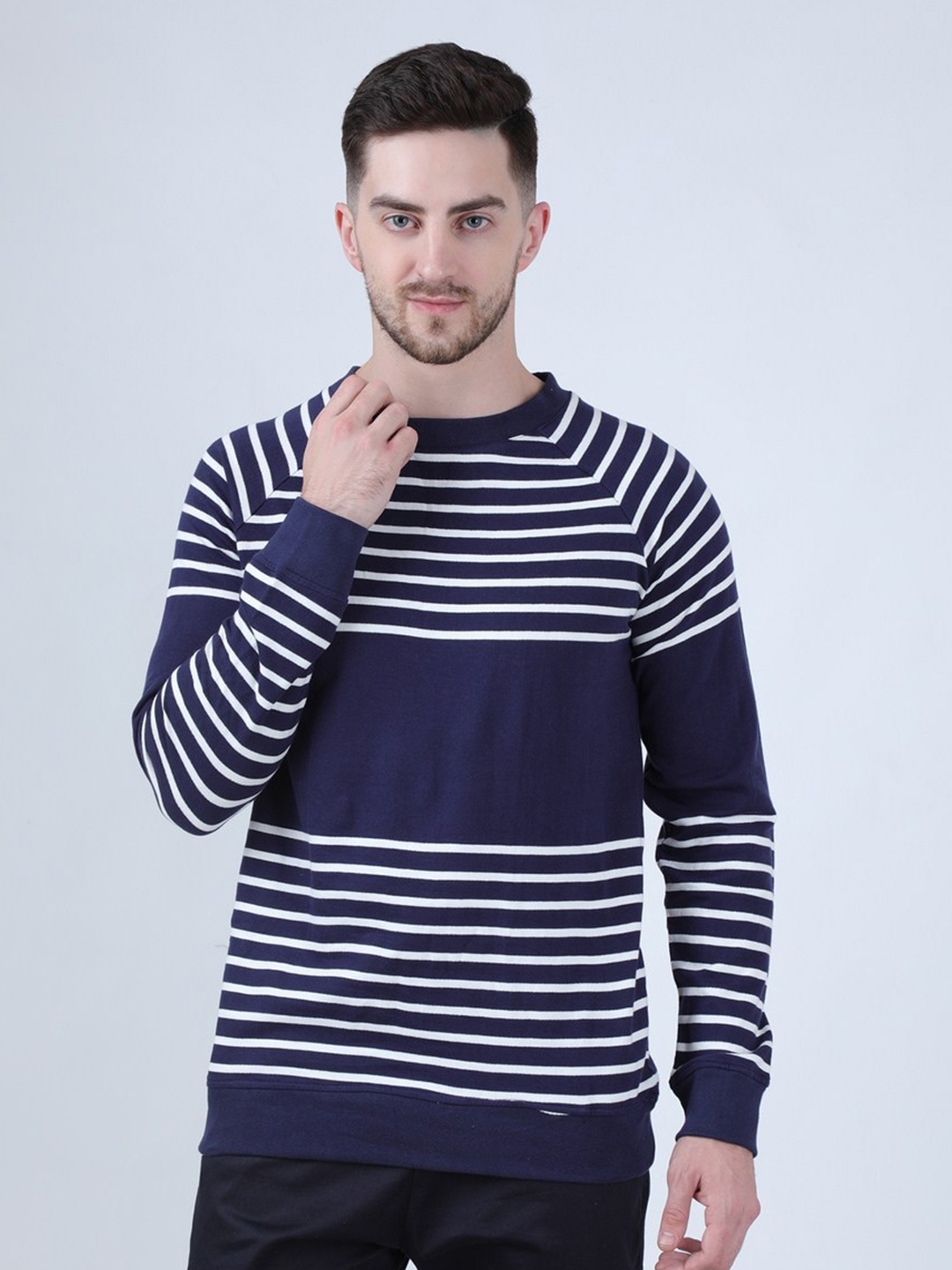

PAUSE SPORT Striped Fleece Sweatshirt, Blue