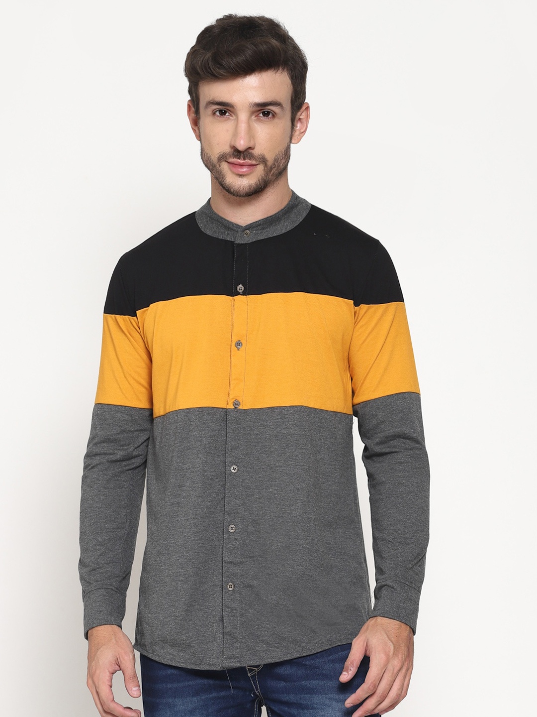 

PAUSE SPORT Men Colourblocked Fleece Sweatshirt, Grey