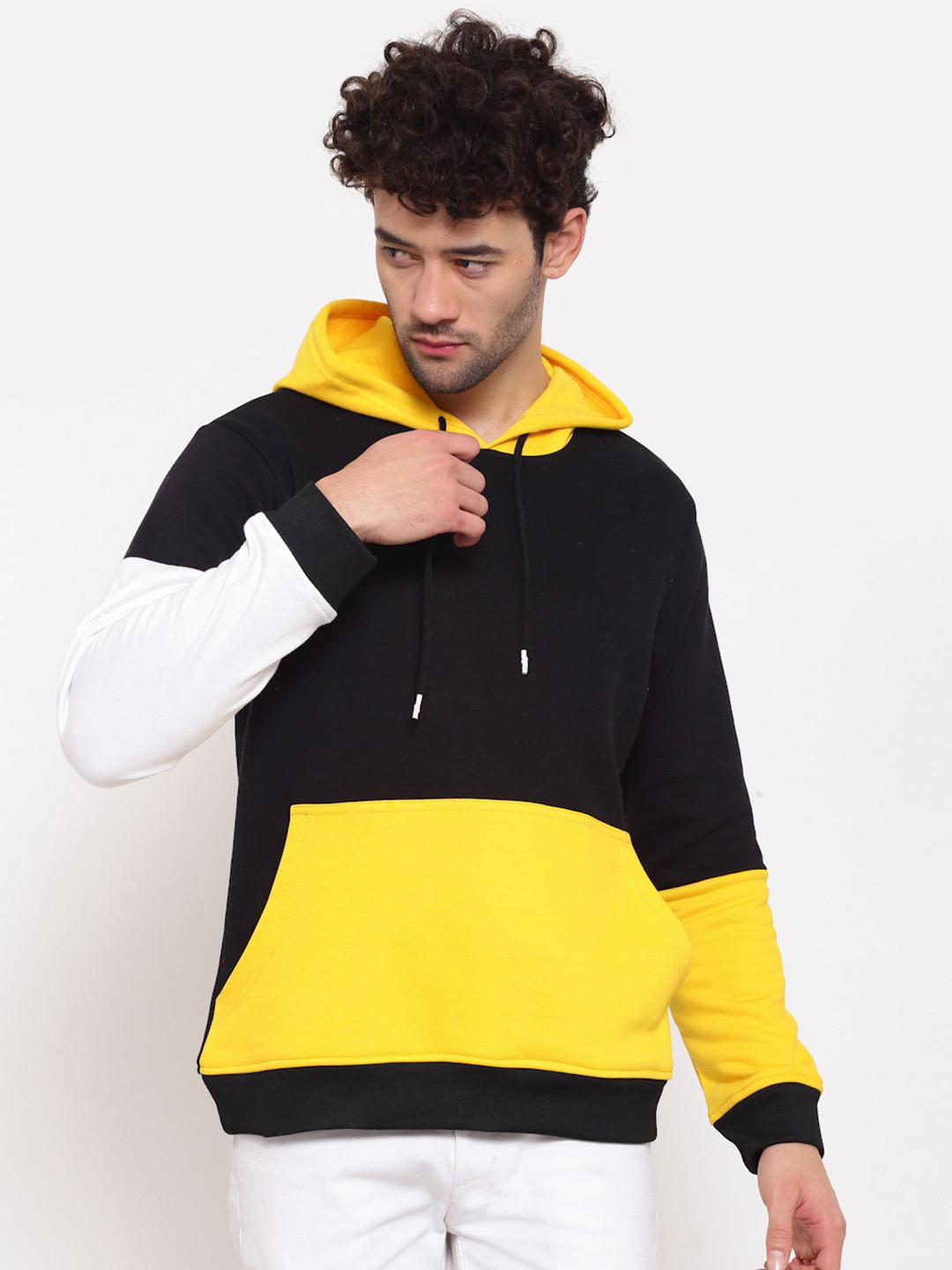 

PAUSE SPORT Colourblocked Hooded Neck Fleece Sweatshirt, Black