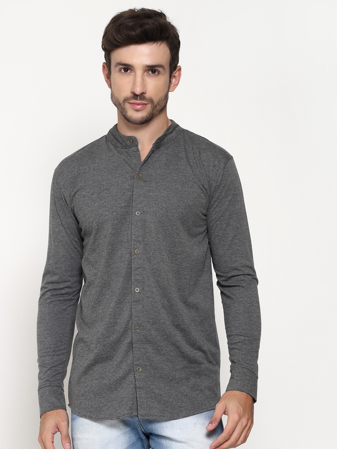 

PAUSE SPORT Mandarin collar Front Open Sweatshirt, Grey