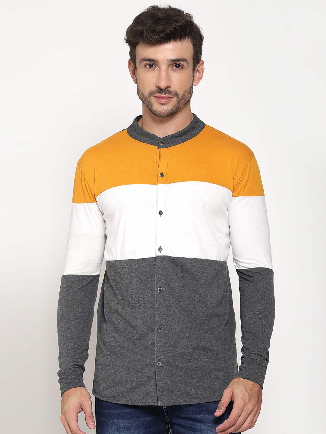 

PAUSE SPORT Men Colourblocked Fleece Sweatshirt, Grey